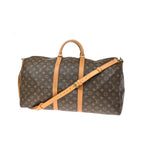 Sac De Voyage Louis Vuitton Keepall Bandoulière 55 Cuir - Marron
