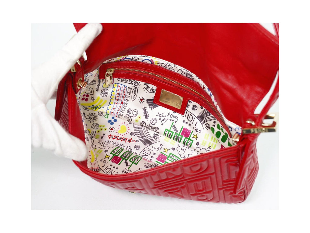 Sac À Main Fendi Mamma Baguette Cuir - Rouge