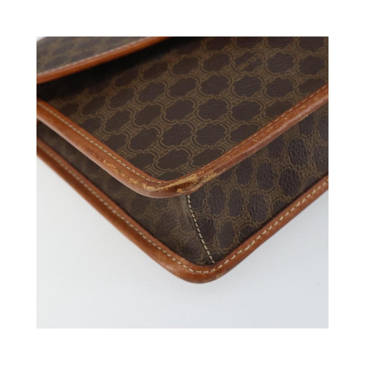 Celine - Vintage Macadam Circle Logo Axelremsväska I Canvas - Brun