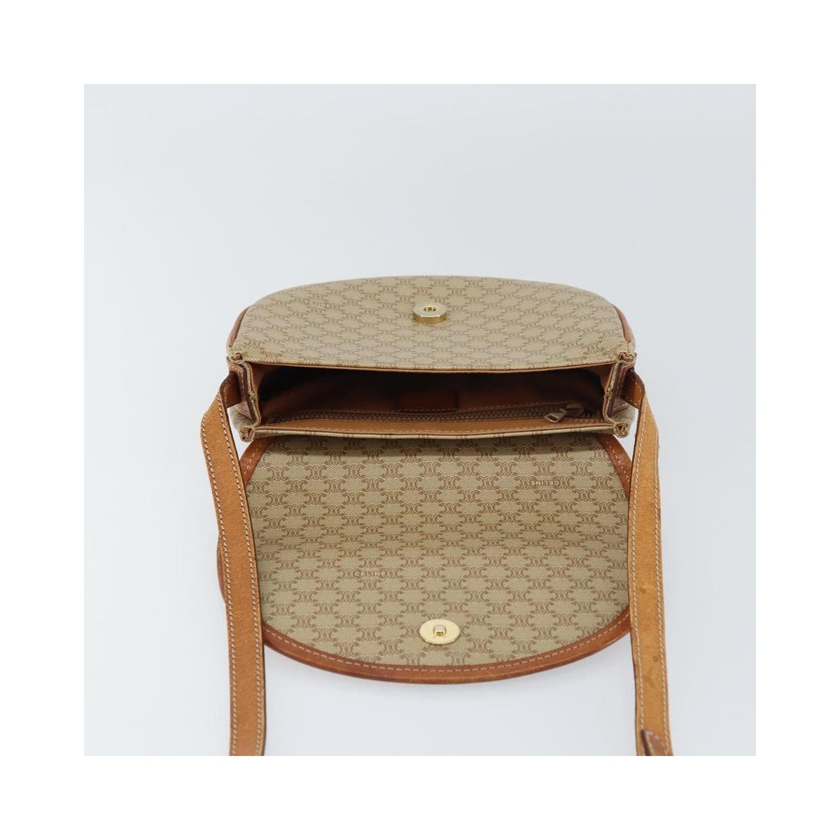 Sac Porté Épaule Celine Macadam Shoulder Bag Pvc - Beige