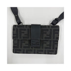 Sac Porté Épaule Fendi Baguette Convertible Belt Bag Toile - Noir