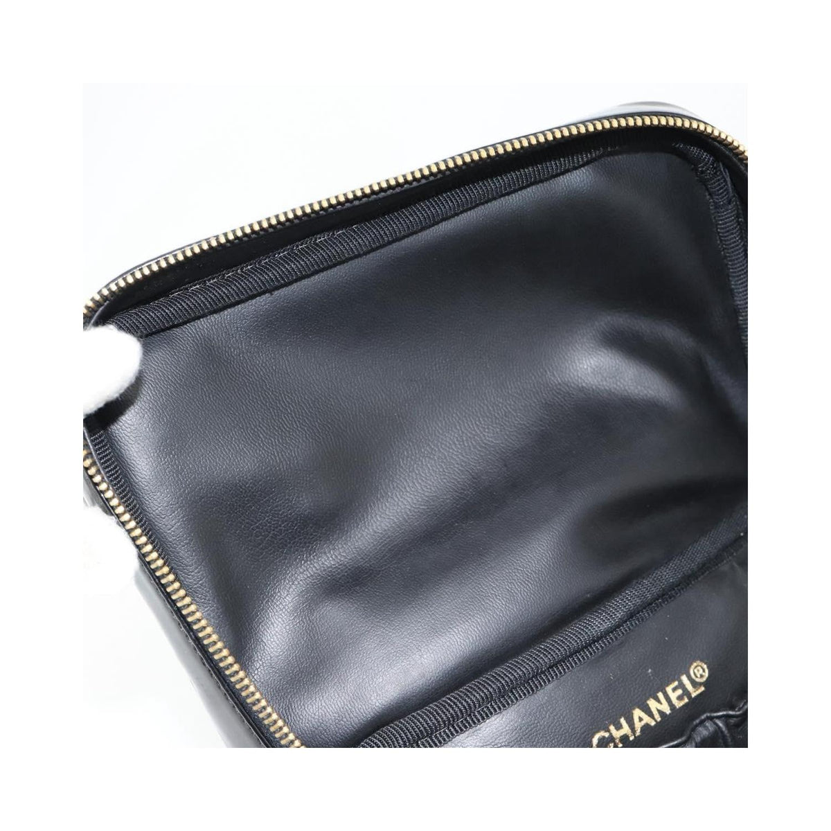 Sac À Main Chanel Vintage Timeless Cosmetic Case Small Cuir Verni - Noir