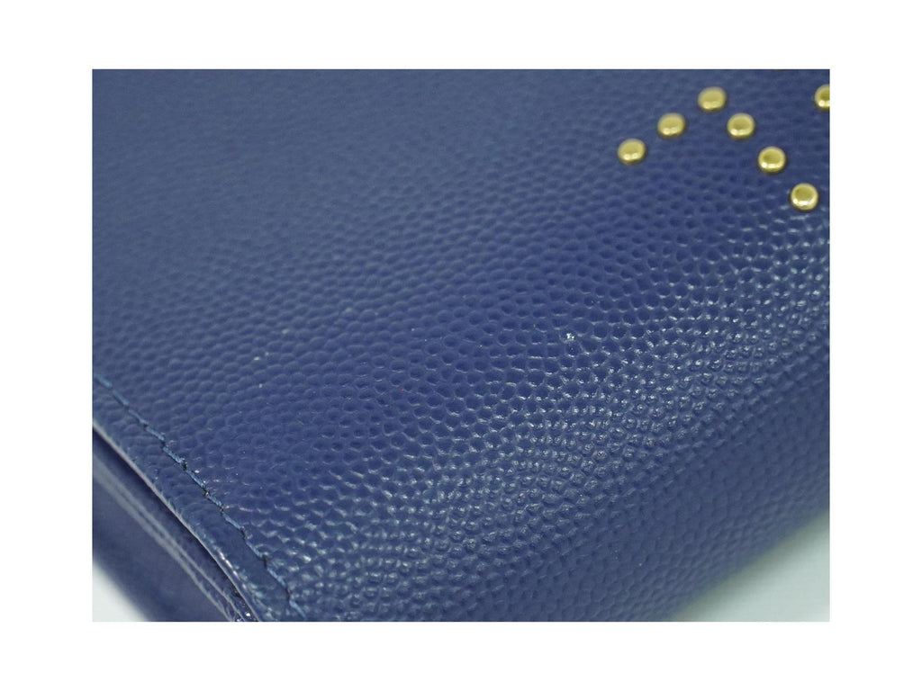Portefeuille Chanel Deauville Flap Wallet Long Cuir - Bleu Marine