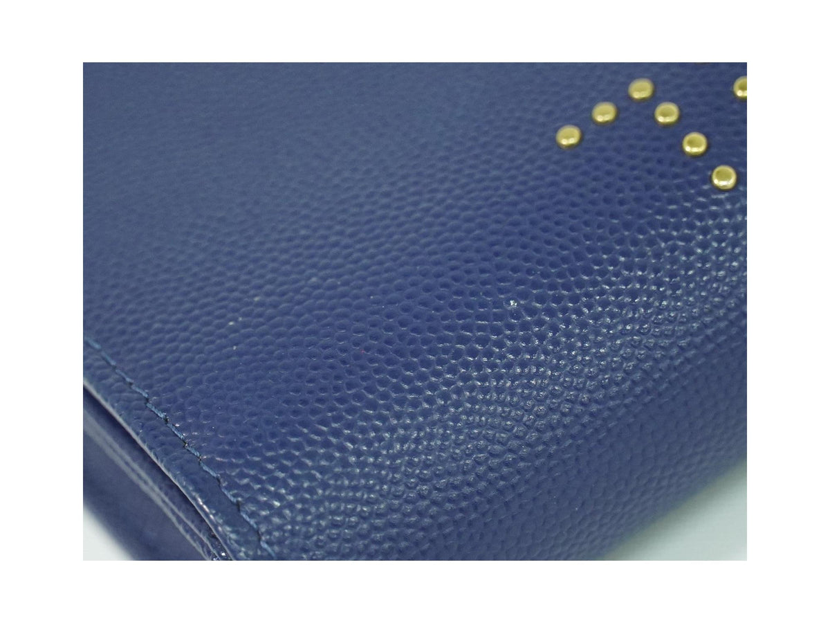 Portefeuille Chanel Deauville Flap Wallet Long Cuir - Bleu Marine