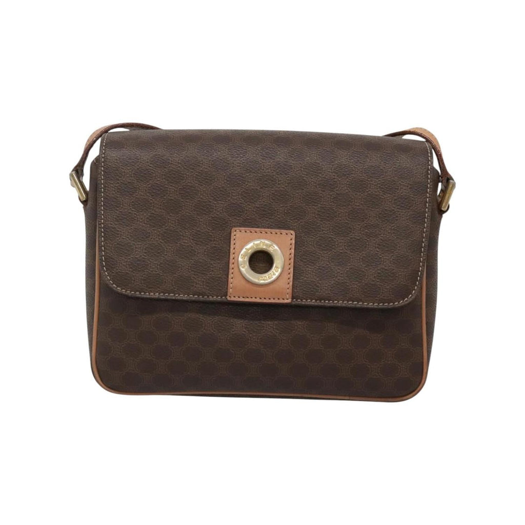 Sac Porté Épaule Celine Vintage Macadam Circle Logo Toile - Marron
