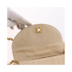 Chanel - Sac Porté Épaule Vintage Round Flap Satin - Beige