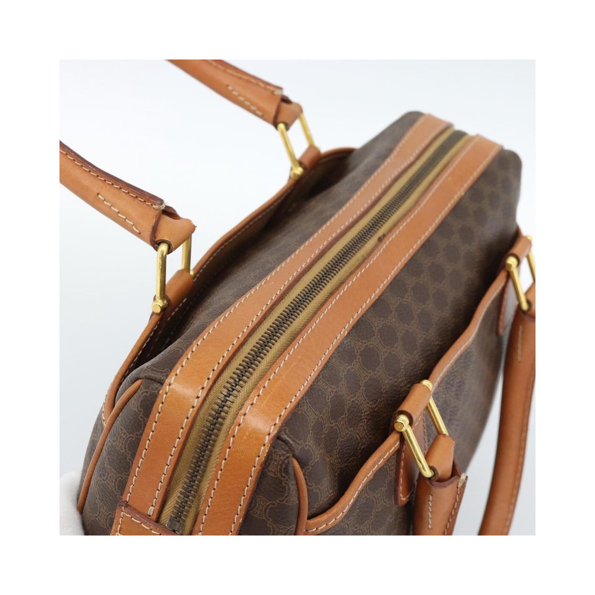 Sac À Main Celine Vintage Macadam Boston Toile - Marron