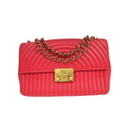 Sac Porté Épaule Chanel Surpique Chevron Cc Flap Medium Cuir - Rouge