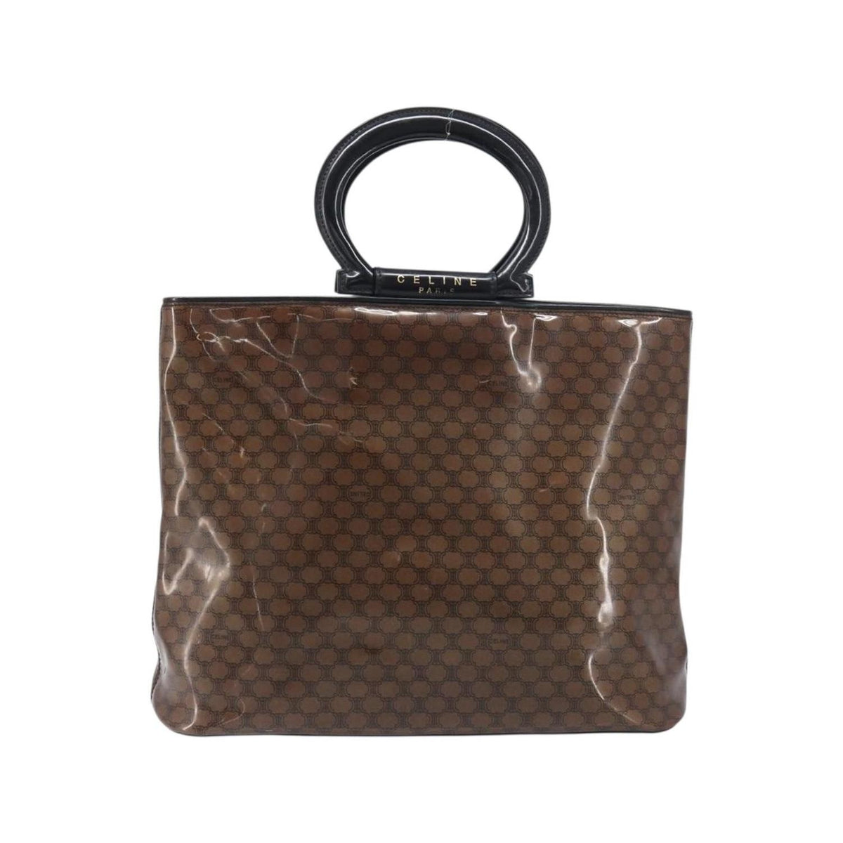 Cabas Celine Vintage Macadam Shopper Tote Toile - Marron