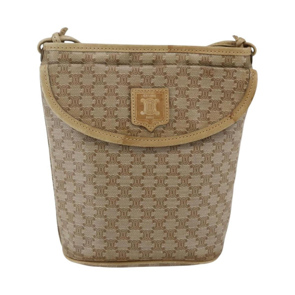 Celine Vintage Macadam Bolso De Hombro Lona Mediano