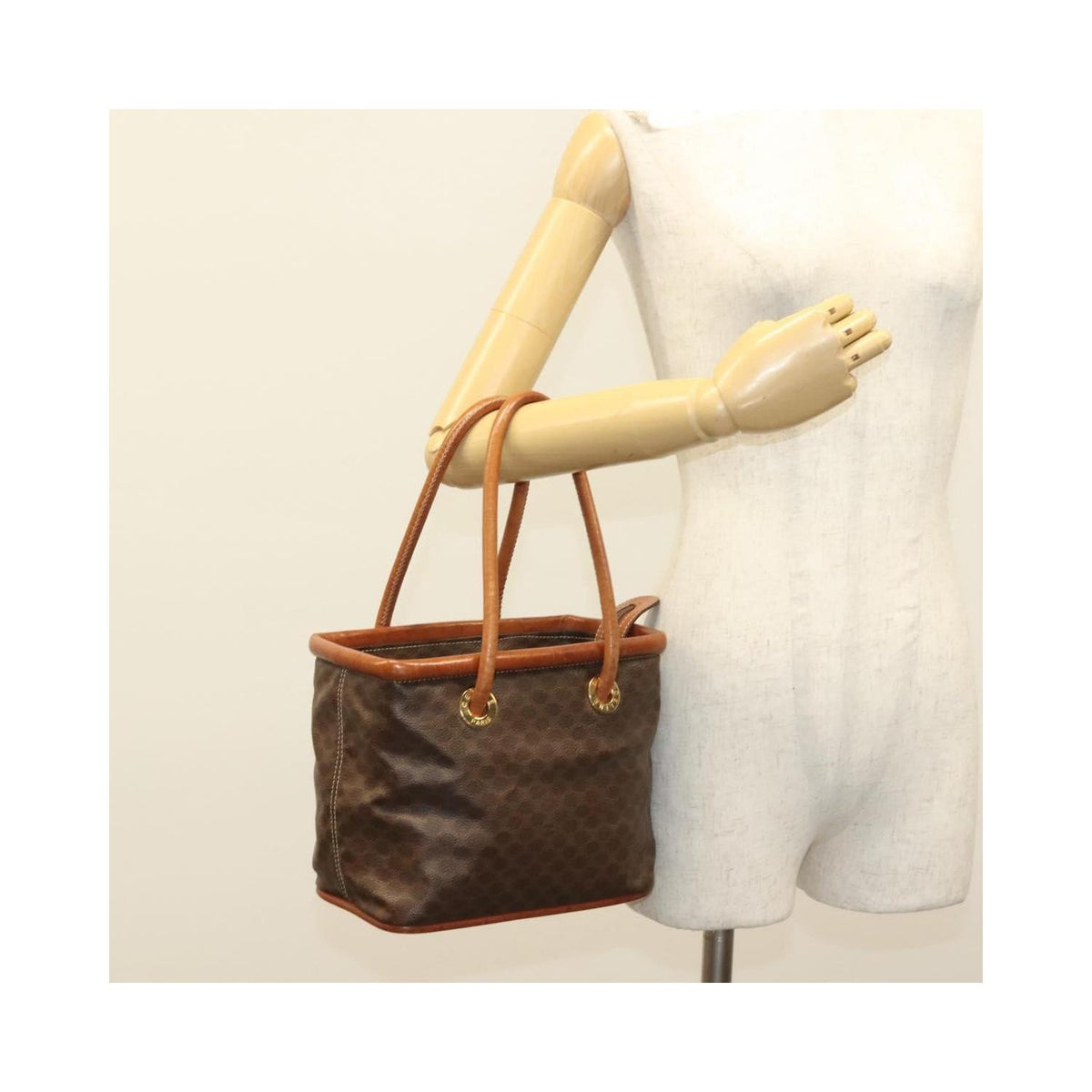 Sac À Main Celine Macadam Handbag Toile - Marron