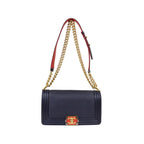Sac Porté Épaule Chanel Boy Flap New Medium Cuir - Bleu Marine