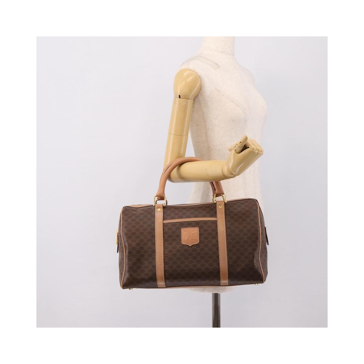 Sac À Main Celine Vintage Macadam Boston Pvc - Marron