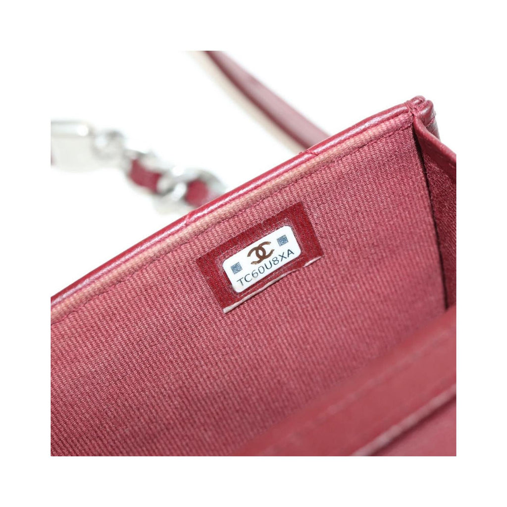 Sac Porté Épaule Chanel 19 Wallet On Chain Cuir - Bordeaux