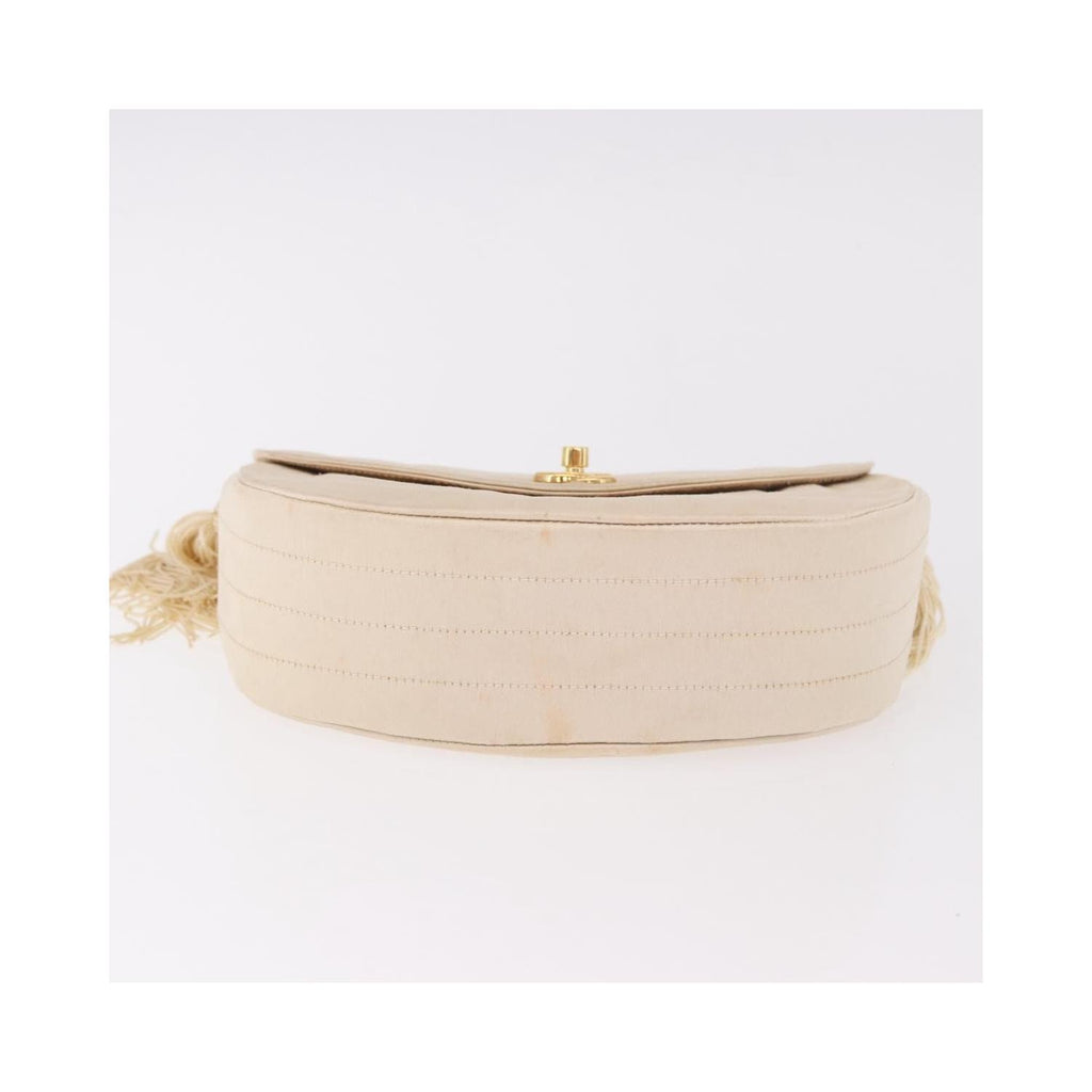Chanel - Sac Porté Épaule Vintage Round Flap Satin - Beige