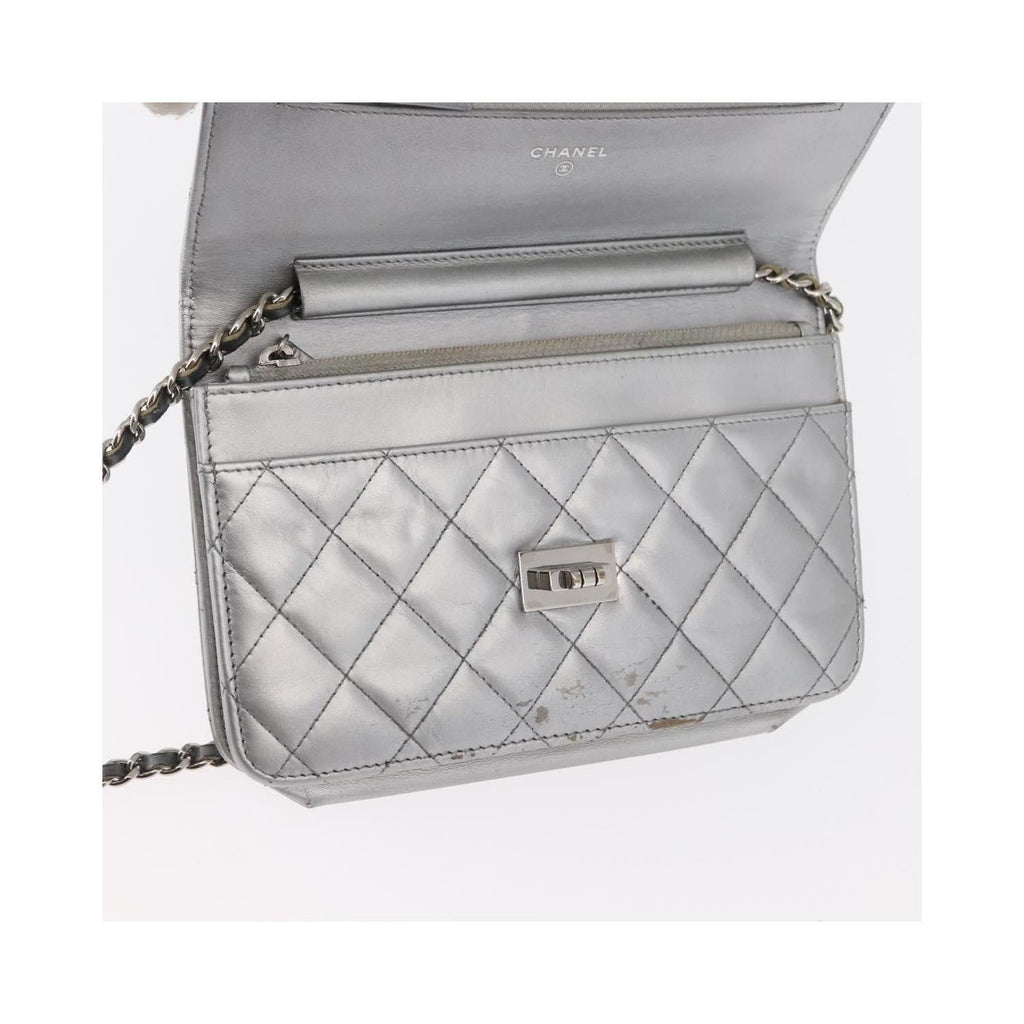 Sac Bandoulière Chanel Reissue 2.55 Wallet On Chain Cuir - Argent