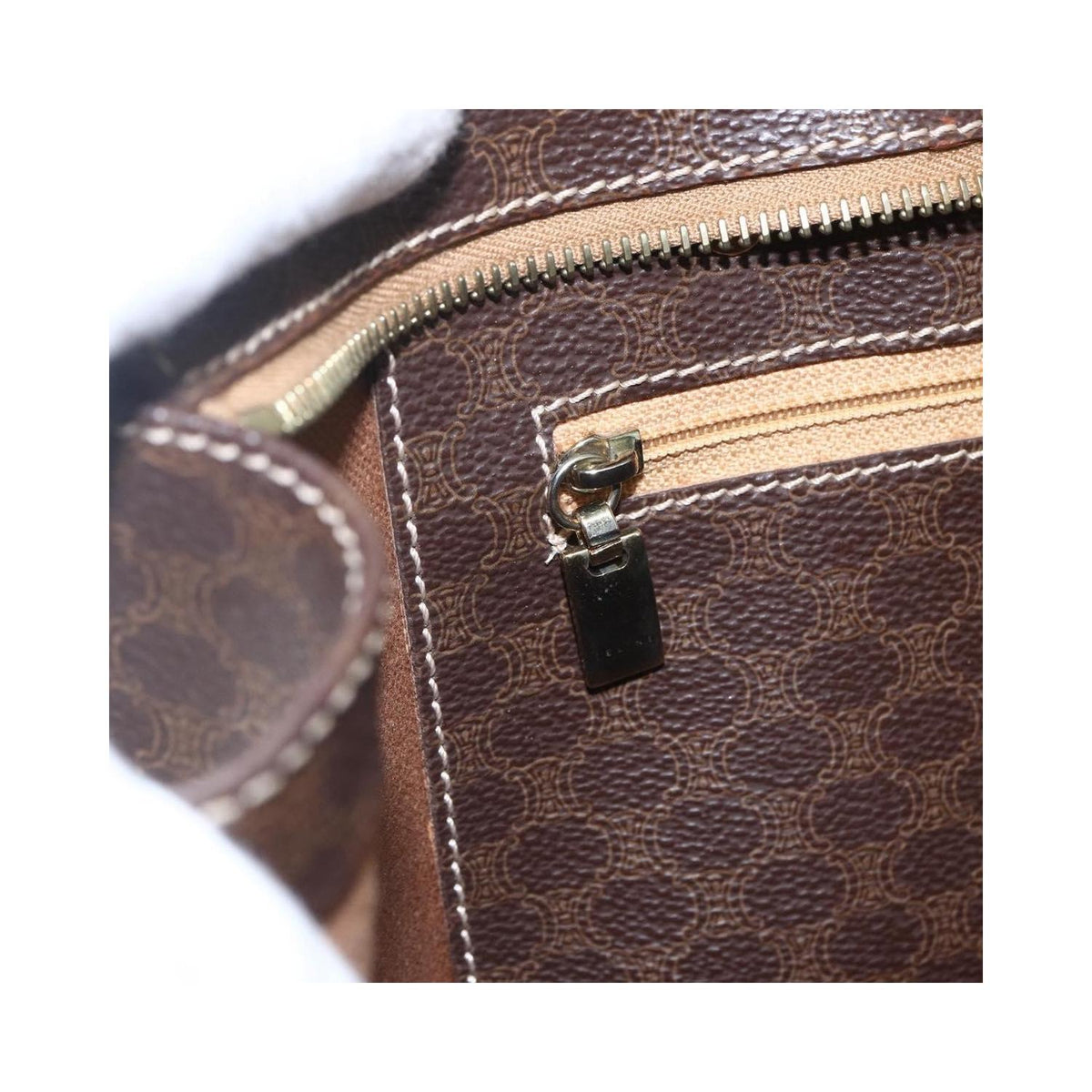 Cabas Celine Vintage Macadam Shopper Tote Toile - Marron