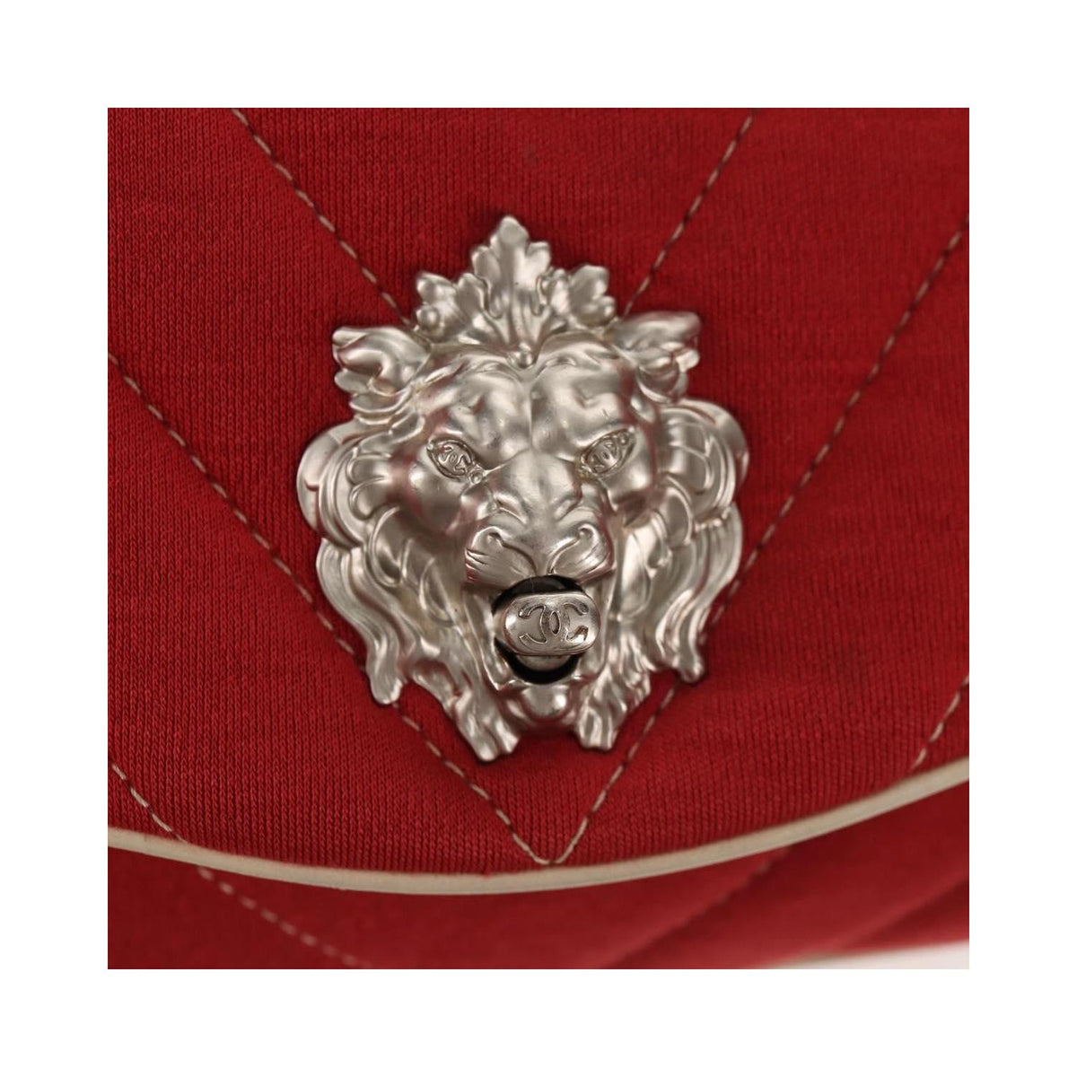 Chanel Leo Lion Medium Cotton Flap Shoulder Bag - Red
