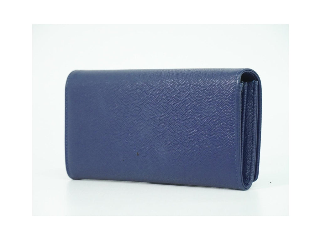 Portefeuille Chanel Deauville Flap Wallet Long Cuir - Bleu Marine