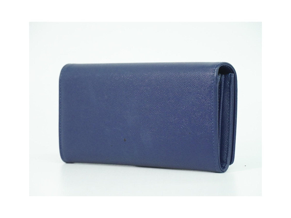 Portefeuille Chanel Deauville Flap Wallet Long Cuir - Bleu Marine