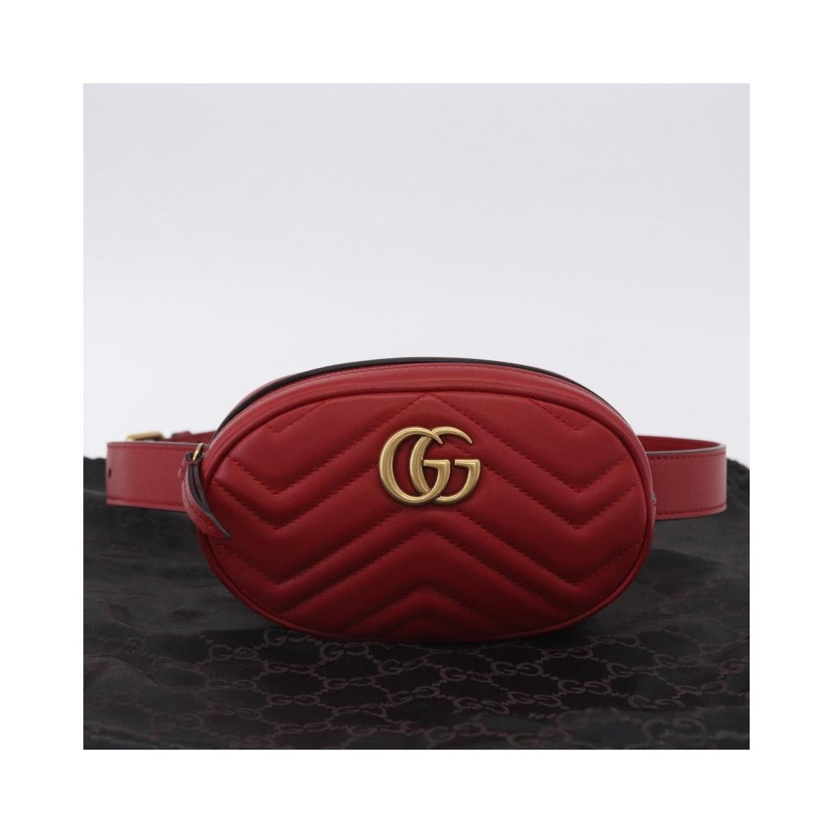 Sac À Main Gucci Gg Marmont Belt Cuir - Rouge