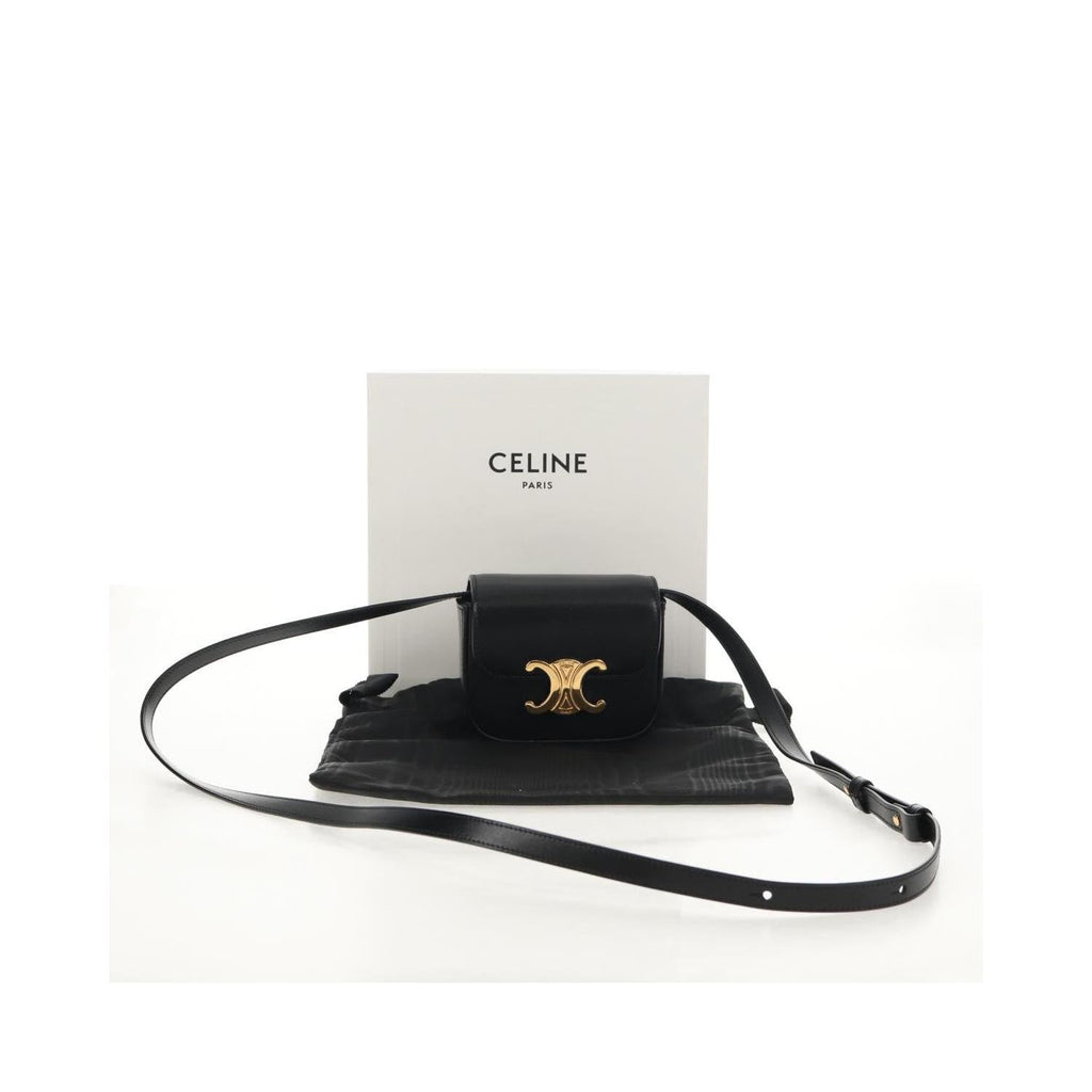 Sac À Main Celine Vintage Triomphe Shoulder Medium Cuir - Noir