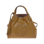 Sac Porté Épaule Gucci Soho Convertible Shoulder Bag Small Cuir Verni - Beige