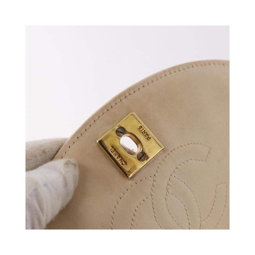 Chanel - Sac Porté Épaule Vintage Round Flap Satin - Beige