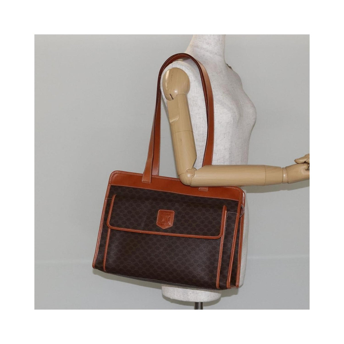 Cabas Celine Vintage Macadam Tote Bag Toile - Marron