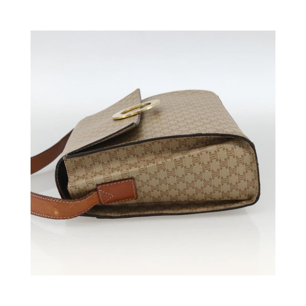 Sac Porté Épaule Celine Vintage Macadam Circle Logo Toile - Beige