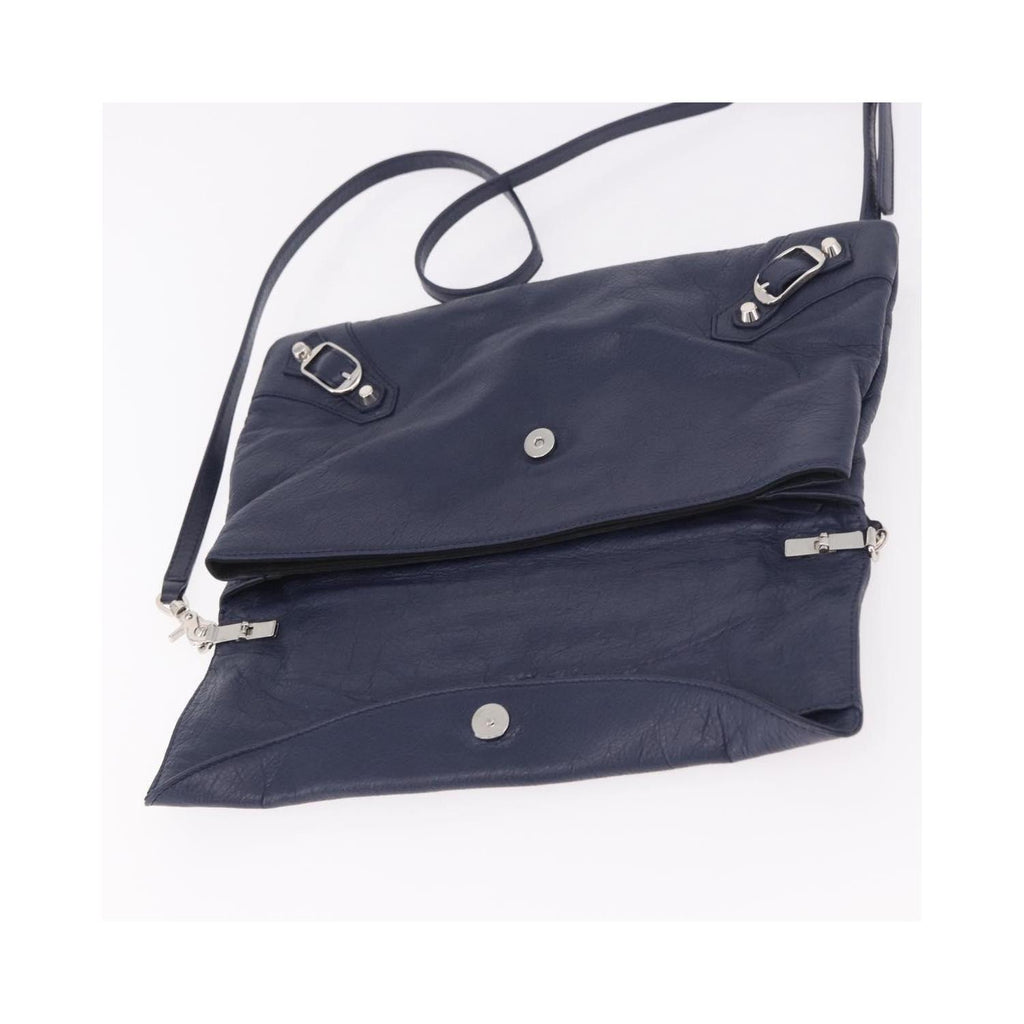 Pochette Balenciaga Classic Studs Envelope Strap Clutch Mini Cuir - Bleu Marine