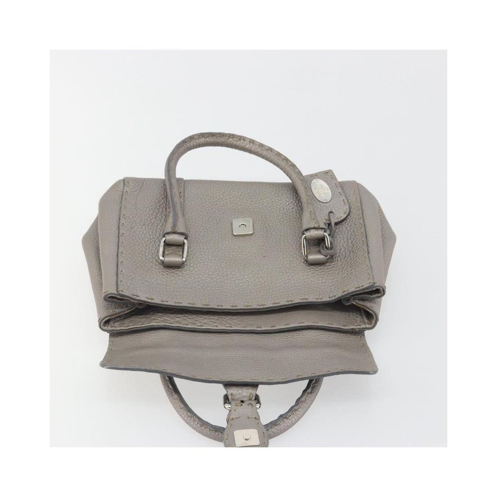 Sac À Main Fendi Selleria Linda Satchel Mini Cuir - Gris