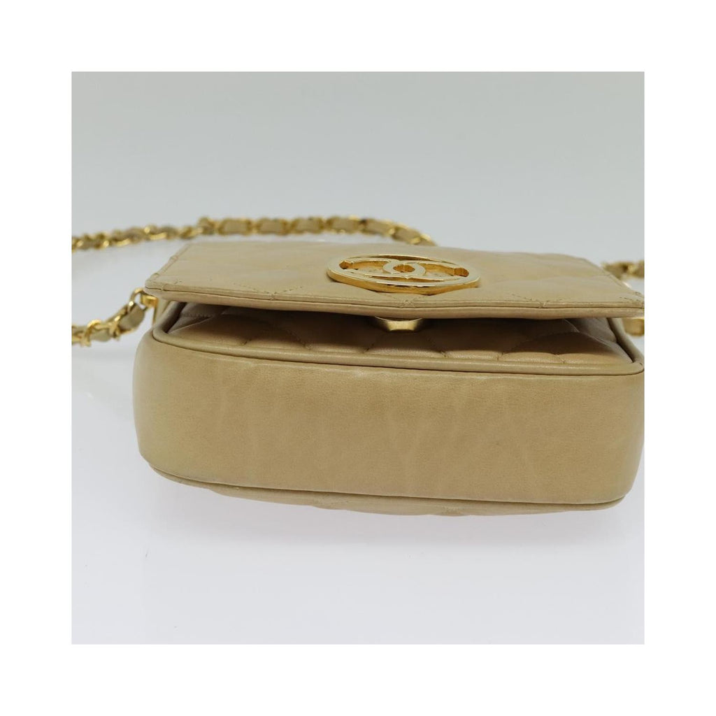 Chanel - Vintage CC Chain mini flap shoulder bag in leather - Beige