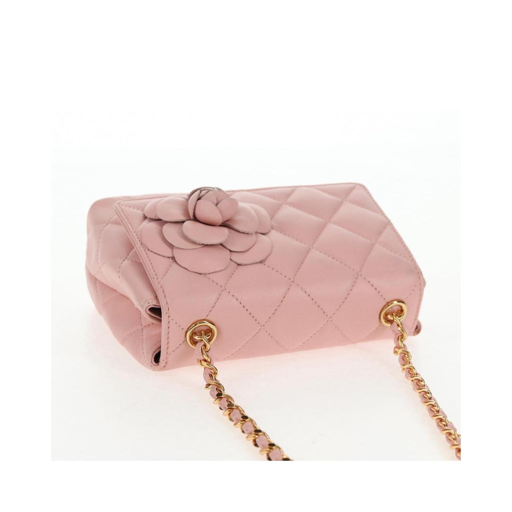 Sac Chanel Vintage Camellia Flap Bag Micro Cuir - Rose