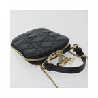 Sac Porté Épaule Christian Dior Lady Dior Phone Holder On Chain Cuir - Noir