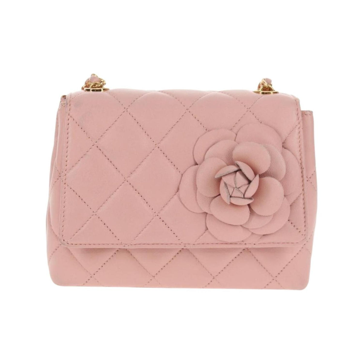 Sac Chanel Vintage Camellia Flap Bag Micro Cuir - Rose