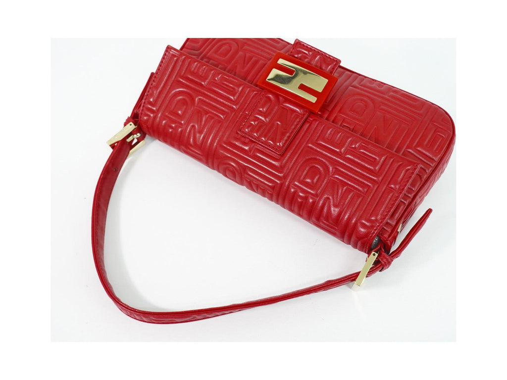 Sac À Main Fendi Mamma Baguette Cuir - Rouge