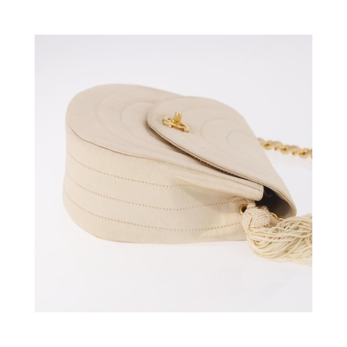 Chanel - Sac Porté Épaule Vintage Round Flap Satin - Beige