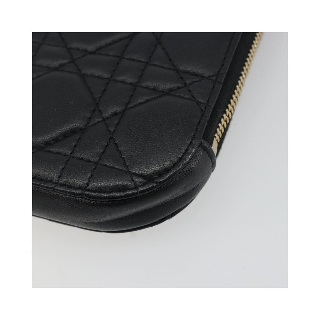 Sac Porté Épaule Christian Dior Lady Dior Phone Holder On Chain Cuir - Noir
