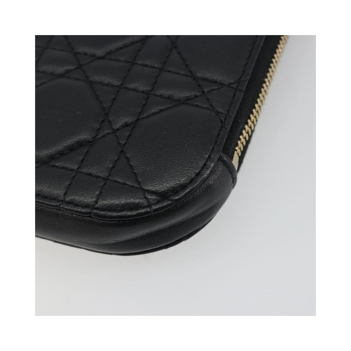 Sac Porté Épaule Christian Dior Lady Dior Phone Holder On Chain Cuir - Noir