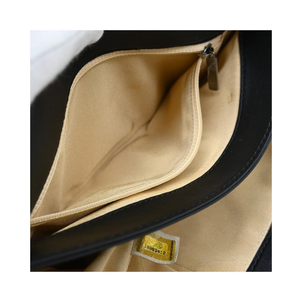 Sac Porté Épaule Chanel Reverso Boy Flap Old Medium Cuir - Noir