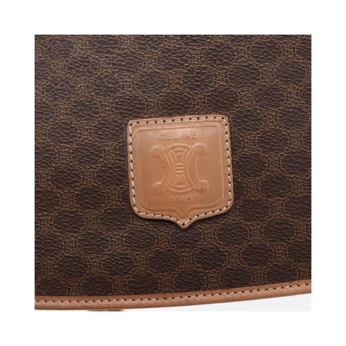 Sac Porté Épaule Celine Macadam Shoulder Bag Toile - Marron