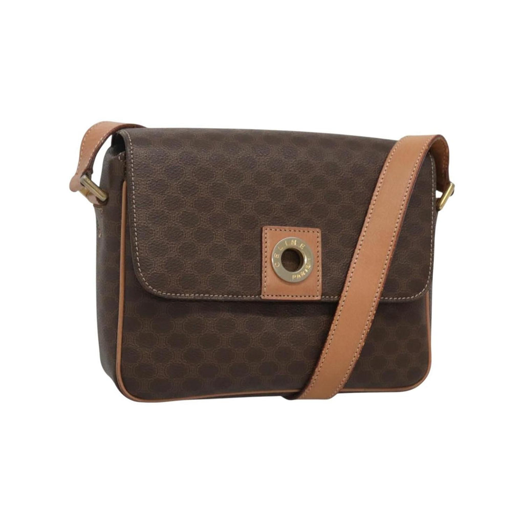 Sac Porté Épaule Celine Vintage Macadam Circle Logo Toile - Marron