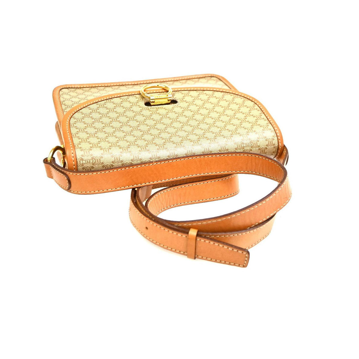 Bolso de hombro Celine Vintage Macadam con logo circular de PVC - Beige