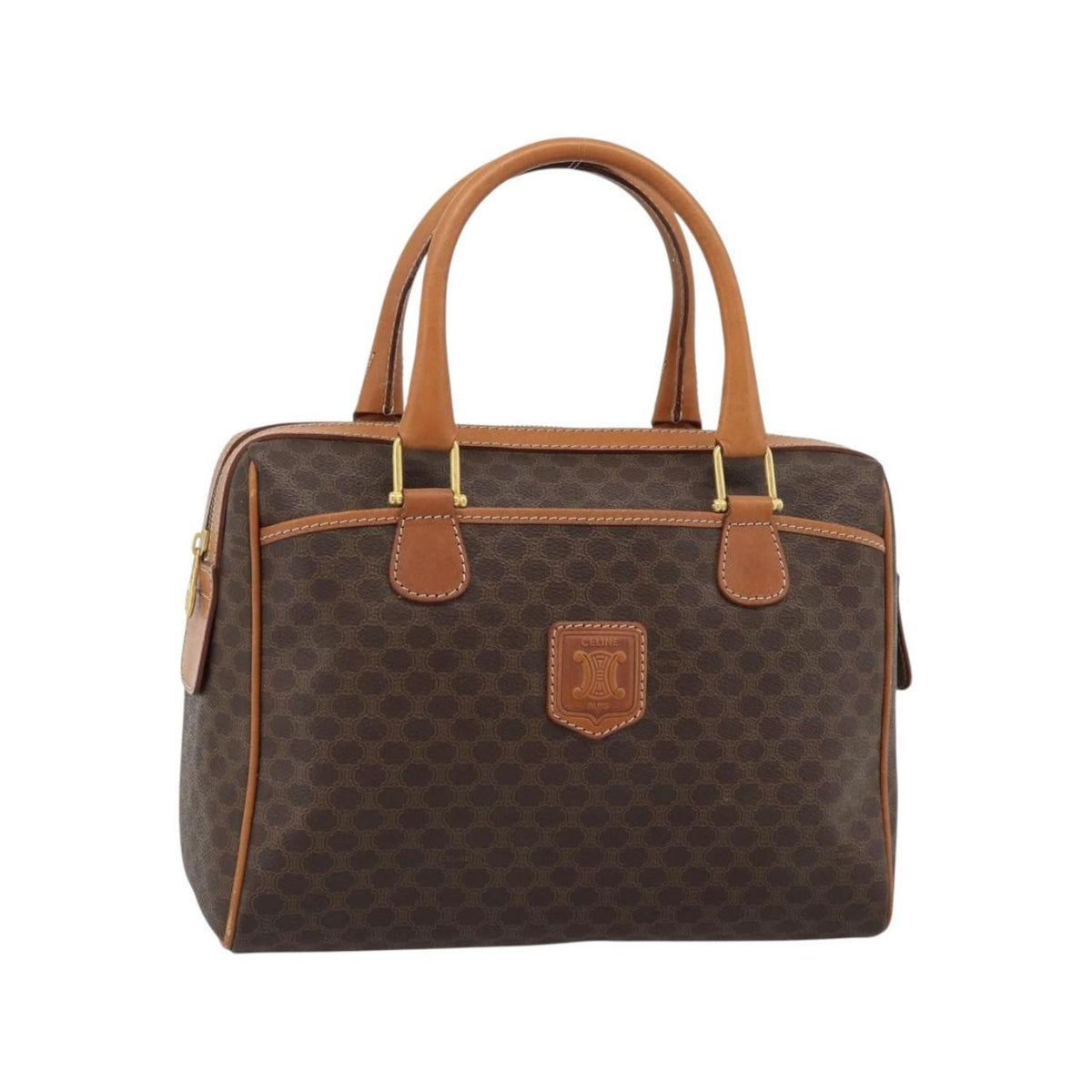 Sac À Main Celine Vintage Macadam Boston Toile - Marron