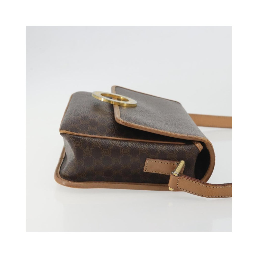 Sac Porté Épaule Celine Vintage Macadam Circle Logo Toile - Marron