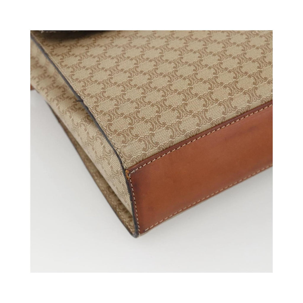 Sac Porté Épaule Celine Vintage Macadam Circle Logo Toile - Beige