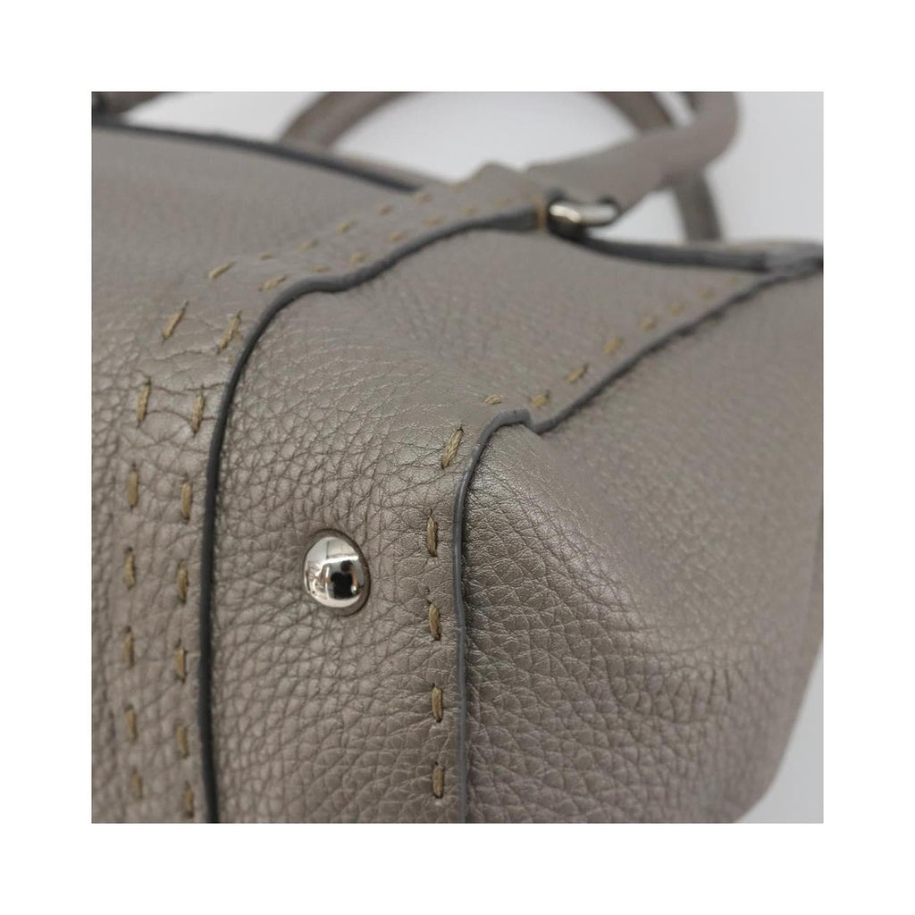 Sac À Main Fendi Selleria Linda Satchel Mini Cuir - Gris