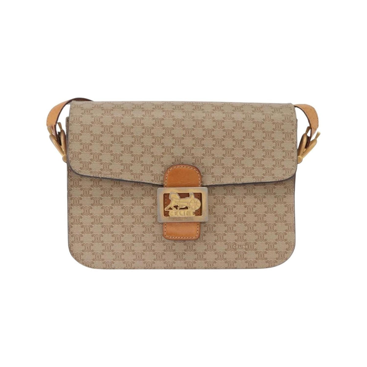 Sac Porté Épaule Celine Macadam Small Toile - Beige