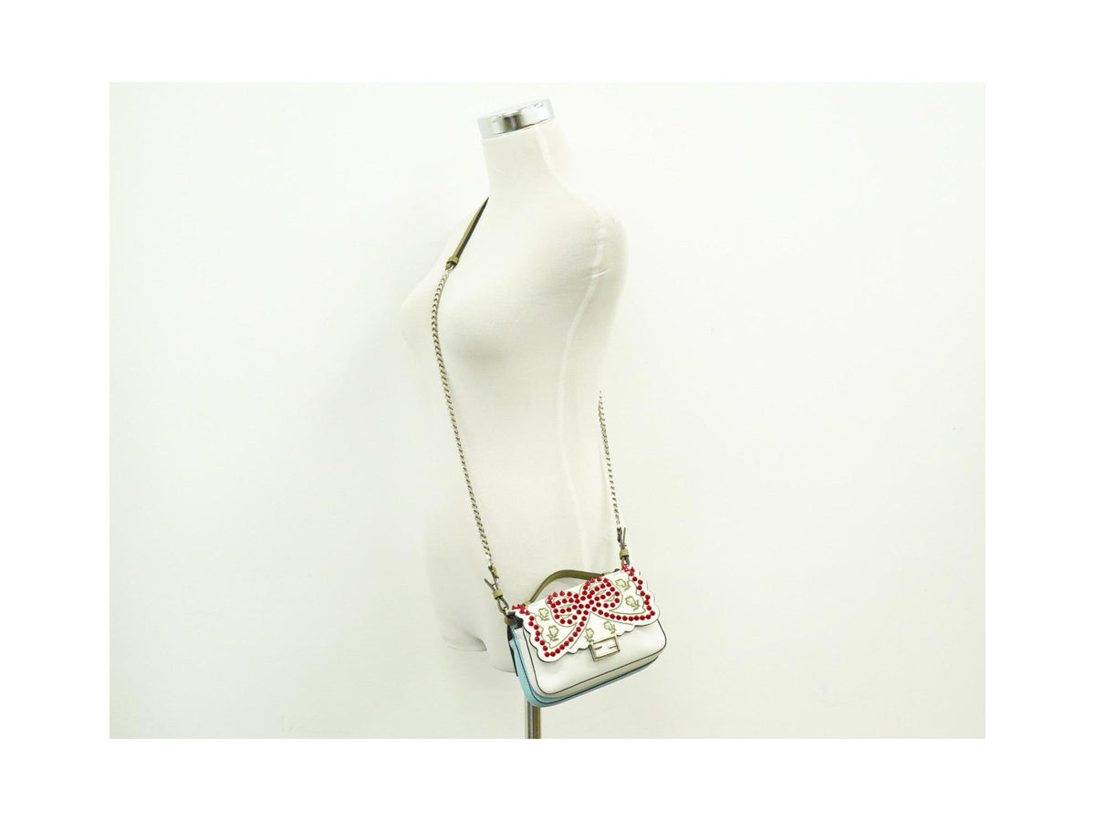 Sac Porté Épaule Fendi Double Baguette Micro Cuir - Blanc